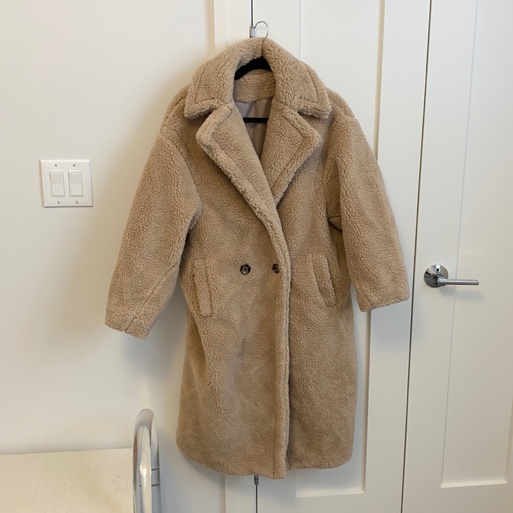 Shady Lady Beige Teddy Maxi Coat